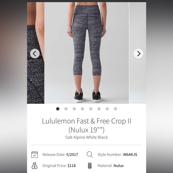 Lululemon- 25” Fast & Free Crop II High-Rise- Dark Grey & Black- Size 10 - Picture 16 of 16